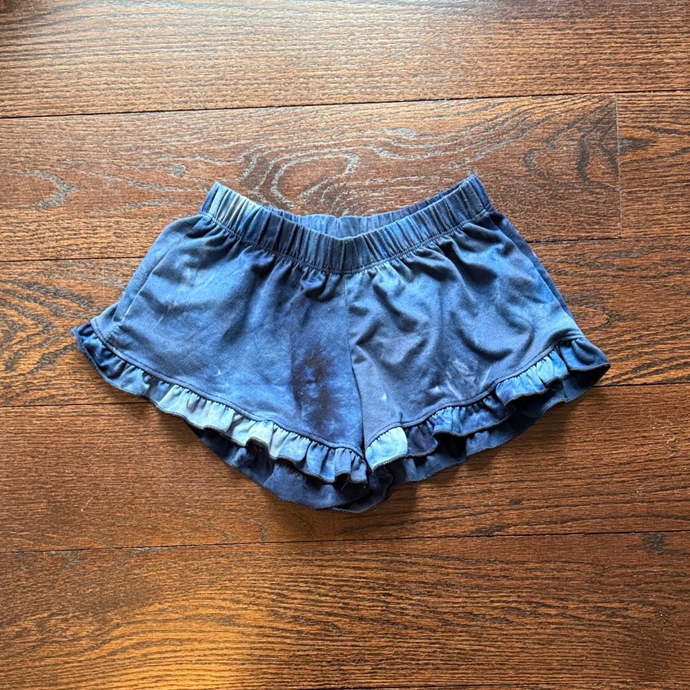 Kids Ruffle Hem Blue Shorts